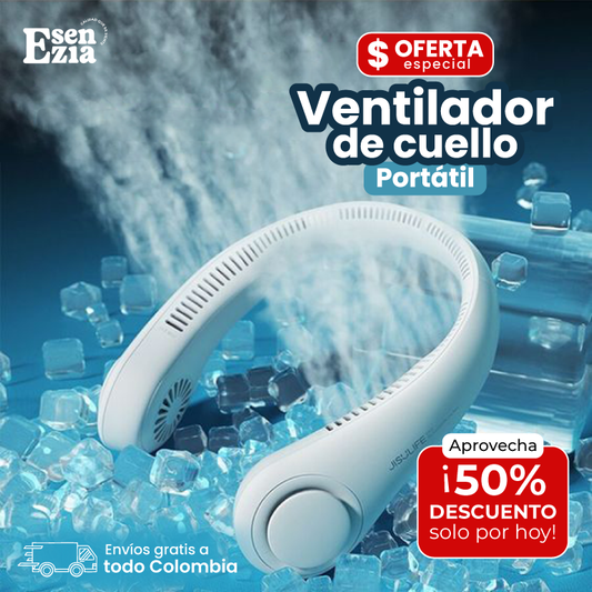 Ventilador portátil de cuello, sin aspas, flujo de aire 360° + Envío gratis